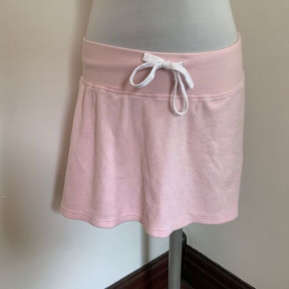 Playboy Pacsun Light Pink Terry cloth Skirt Drawstring y2k Stretch low Rise mini - Picture 6 of 8